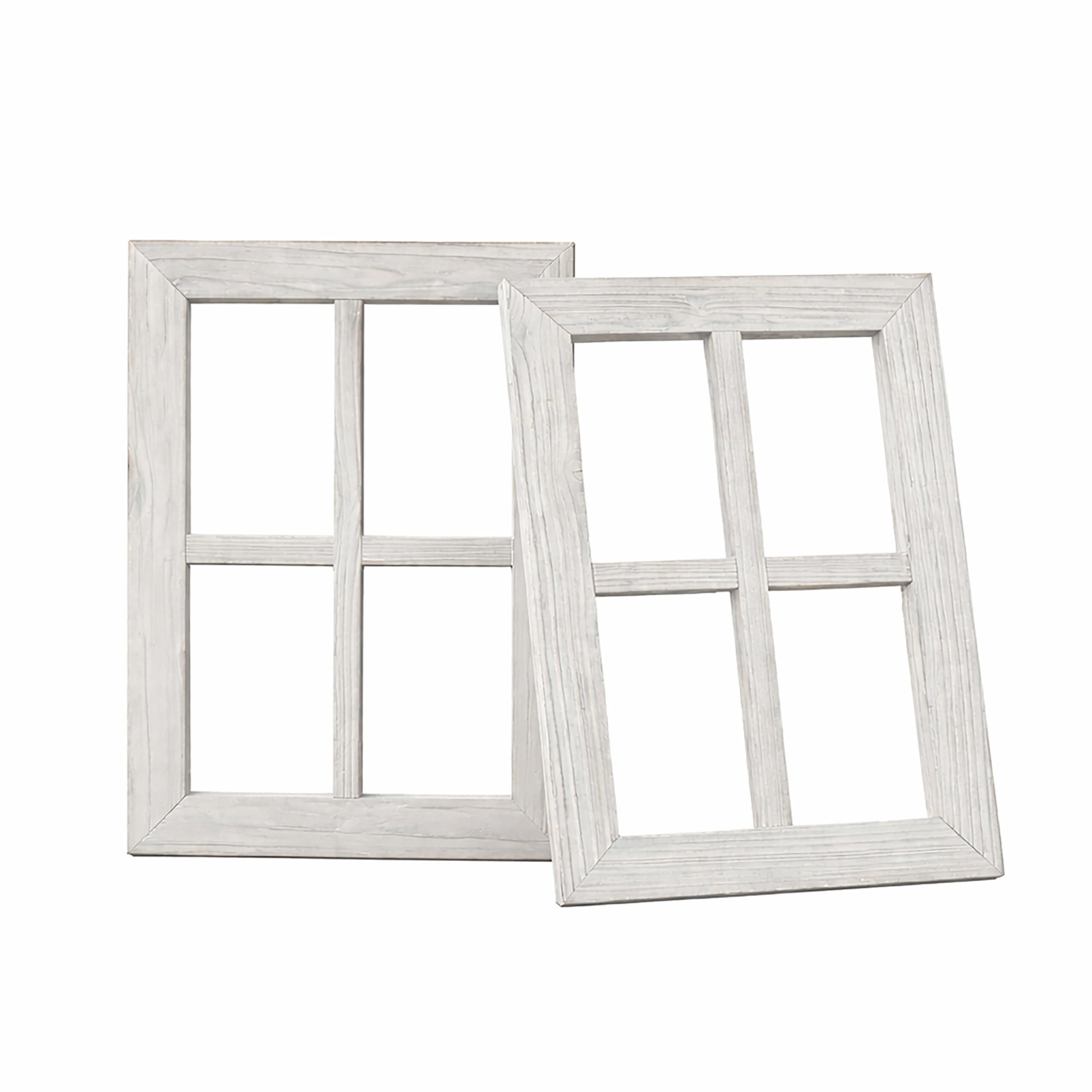 Relaxdays Dekofenster, 2er Set, Fensterrahmen Deko, HB: 40x28 cm, Landhaus, Holzfenster vintage, Sprossenfenster, weiß