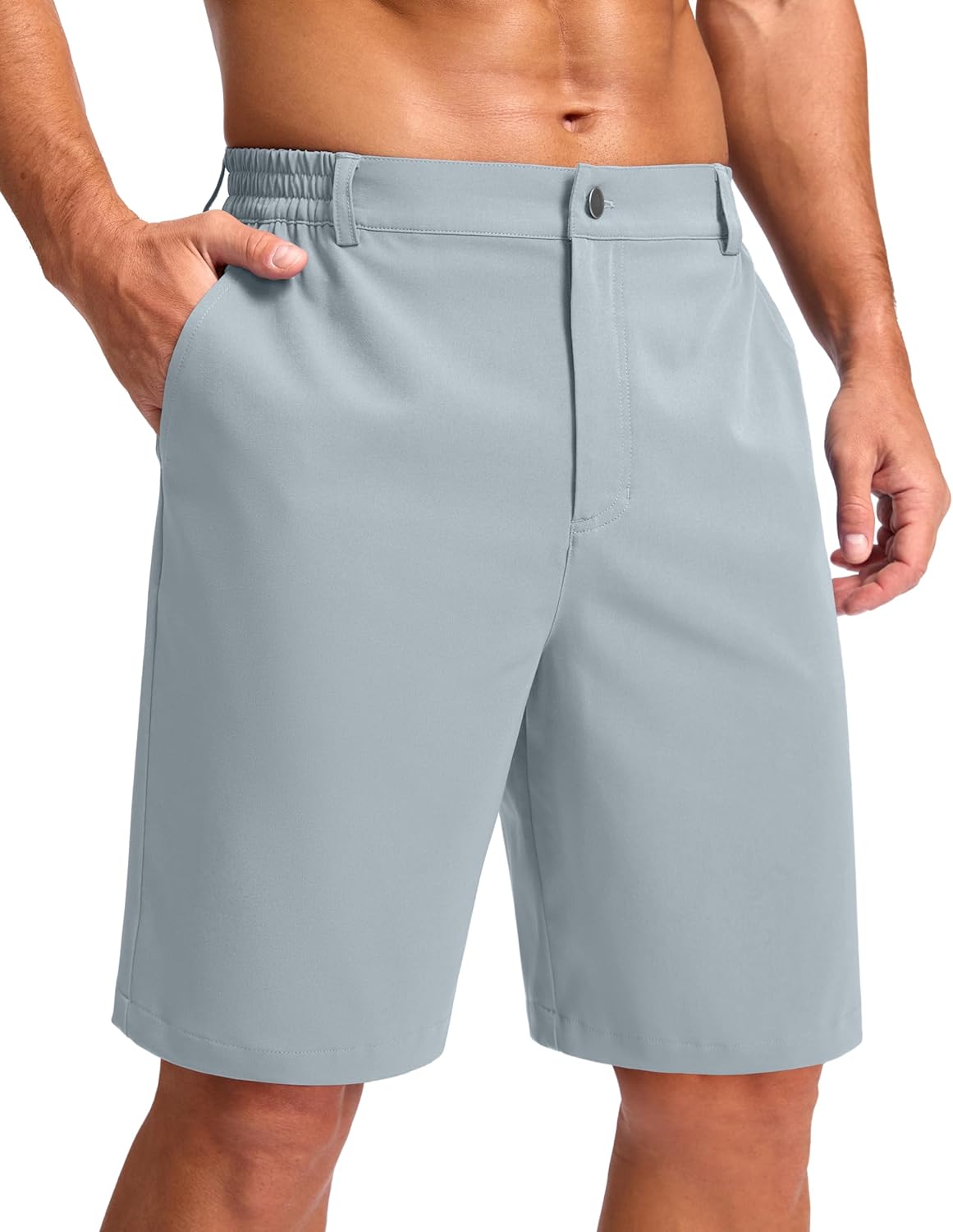 Pudolla Men's Lightweight Dress Shorts 11" Long Golf Shorts with 3 Pockets Stretch Quick Dry for Casual Travel