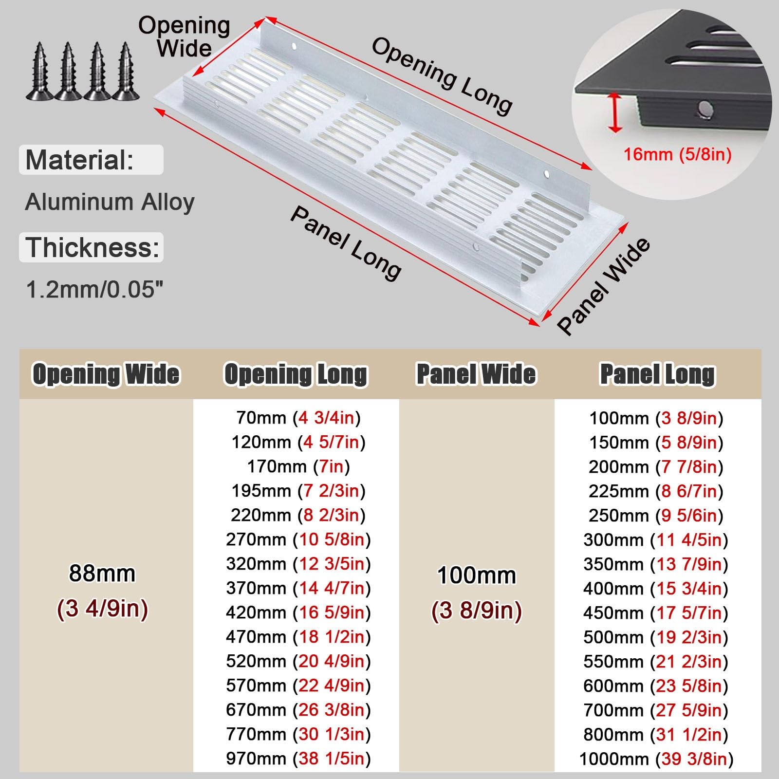 Esta Rejilla metálica Rectangular de aleación de Aluminio para ventilación (138 x 570 mm y 88 x 220 mm) con Acabado Negro hogar y la Oficina.