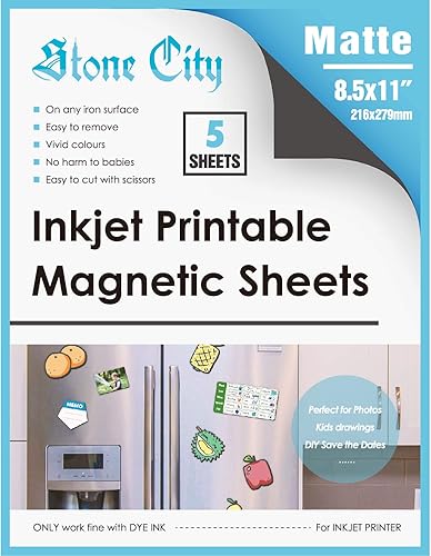 Stone City Hojas magnéticas imprimibles de papel mate de 12 mil de grosor para impresoras de inyección de tinta de 8.5 x 11 pulgadas, 5 hojas disponible en Yaxa Colombia