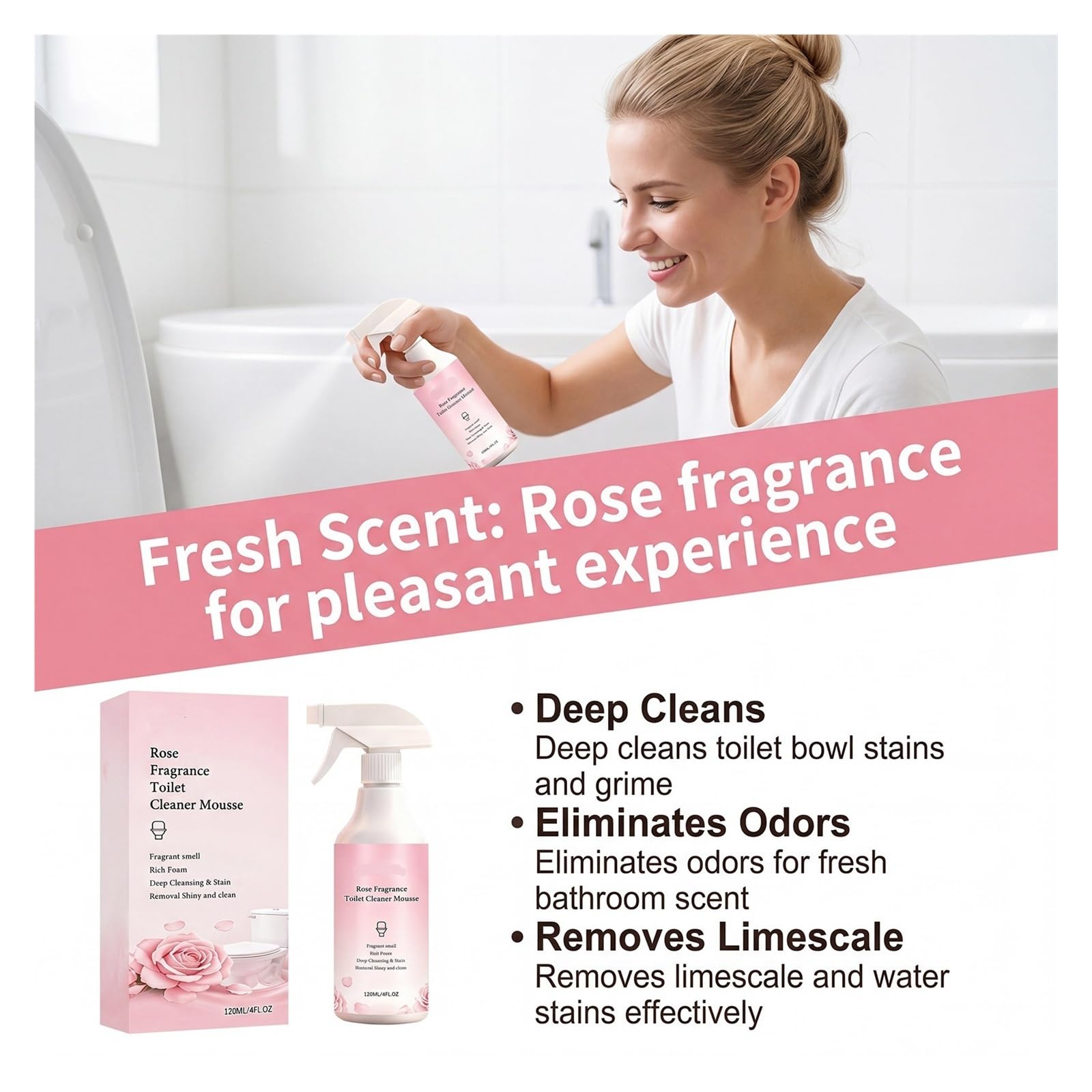 Mousse Limpiador de Inodoros 120ml | Elimina las manchas amarillas y la cal, deja un aroma fresco y limpio(2pcs)
