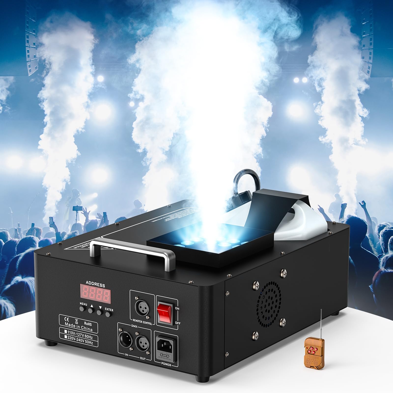 24 LED Macchina del Fumo Portatile, 1800W Macchine Fumo Discoteca Luci LED RGBW e Telecomando Wireless, Fog Machine per DJ Feste Nozze Halloween Natale e Effetti su Palco