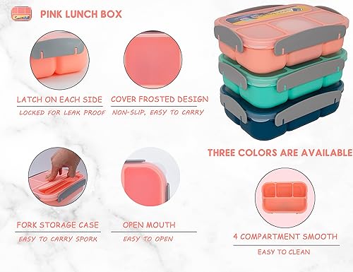 Miniatura 5 de Lonchera Bento para niños y adultos caja Bento de 4 compartimentos para adultos lonchera para niños con accesorios tazas de silicona para pasteles