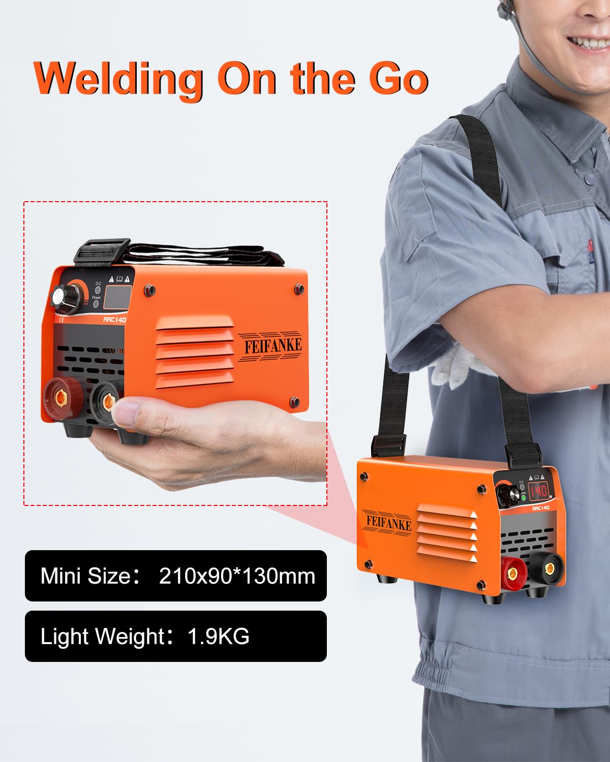 FEIFANKE ARC140 Ultra Mini Inverter Schweißgerät – 140 A IGBT DC Elektroden Schweißgerät mit Lift TIG, LED-Anzeige, Anti-Stick, 210 x 130 x 90 mm