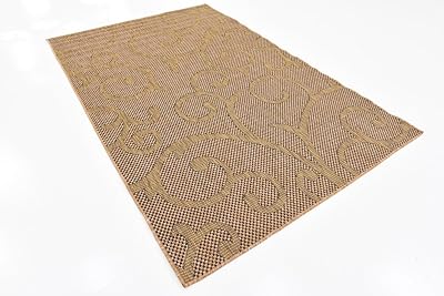 Unique Loom Collection Bohemian, Botanical, Coastal, Vintage, Indoor and Outdoor Area Rug, 5 ft x 8 ft, Light Brown/Brown
