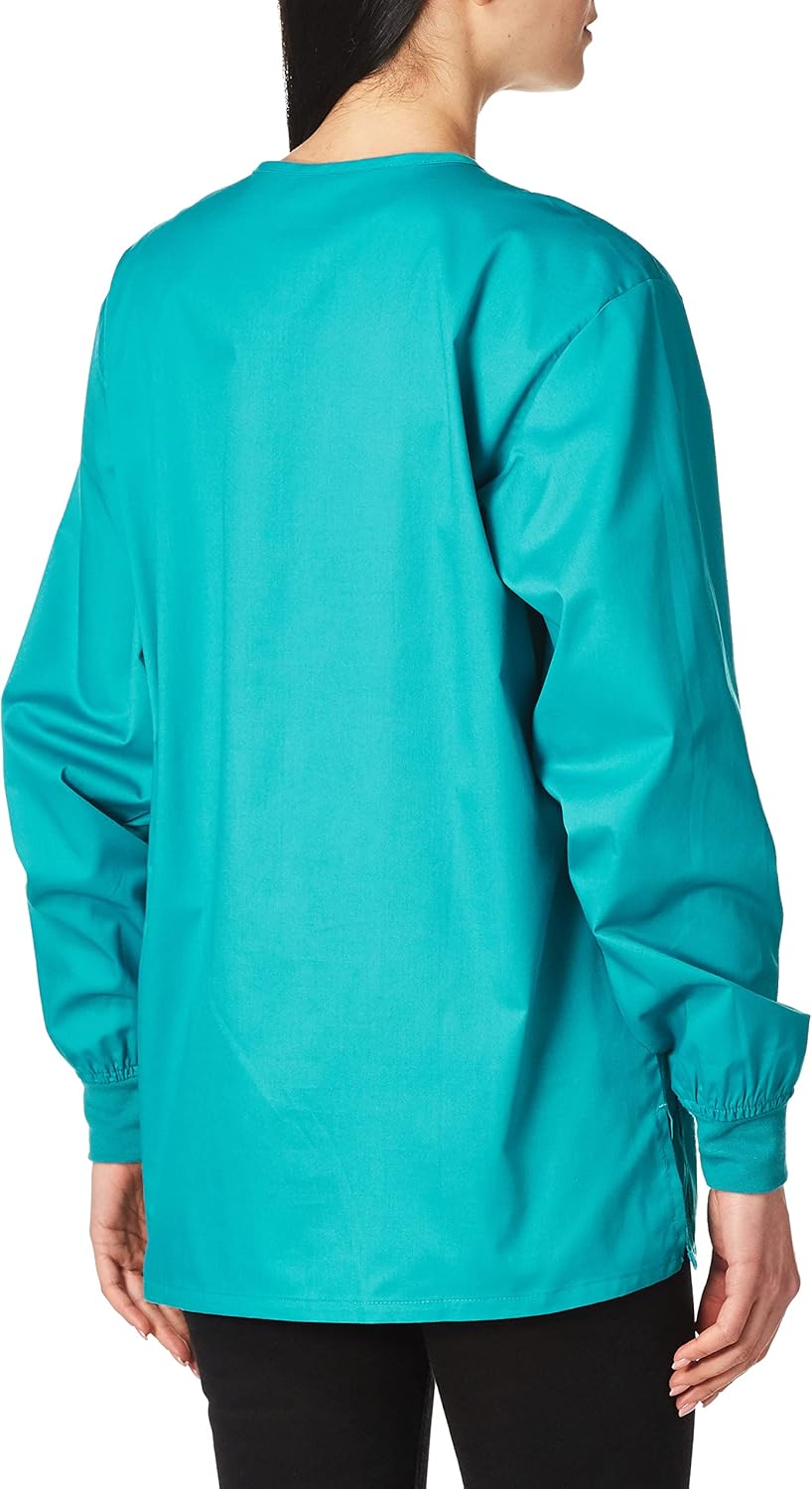 Wink WonderWORK Unisex Snap Front Jacket, Teal Blue, S