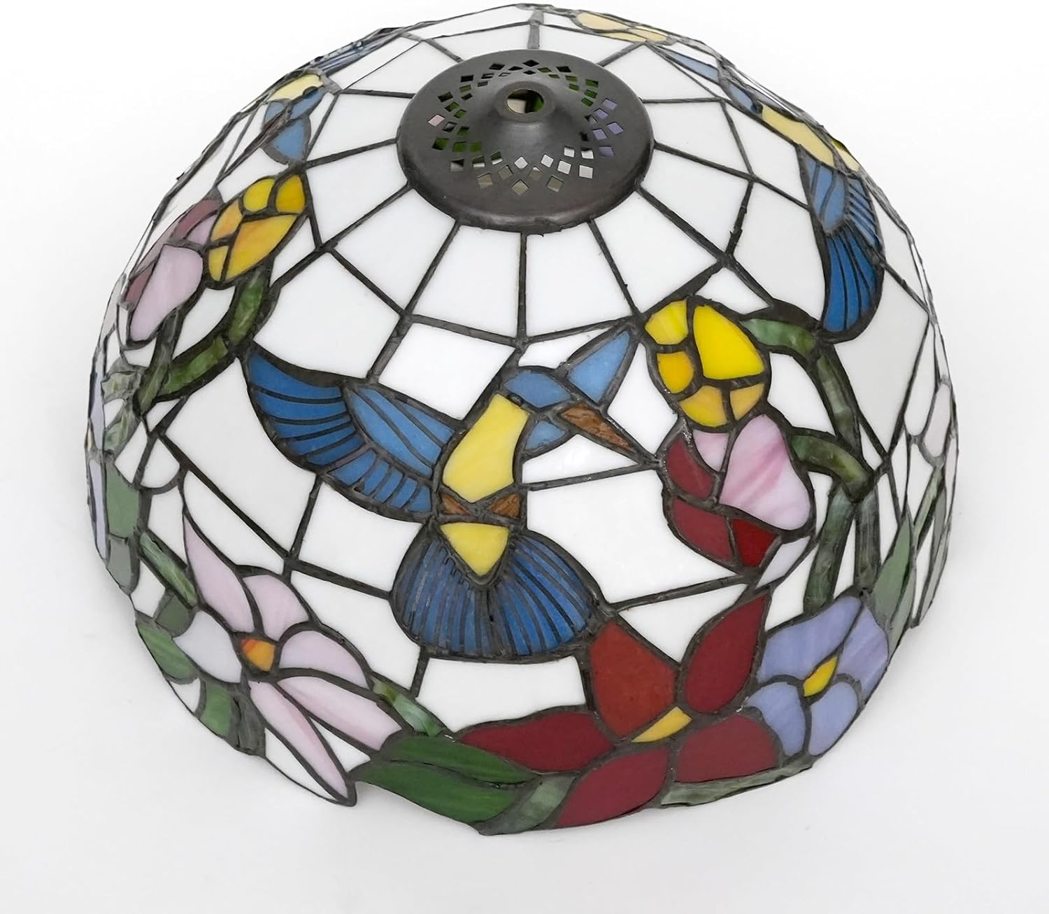 Tiffany Style Lamp Shade 12 Inch Stained Glass Lampshade Replacement Bird Flowers Ceiling Light Shade for Table Lamps Pendant Light Floor Lamp Handcrafted Vintage Home Deco