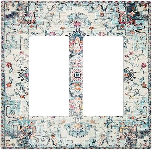 Miniatura 68 de Cubiertas de interruptor de luz de palanca simple de los años 70, estilo bohemio vintage con sol, arcoíris, retro, hongo, floral, de 1 gang, placas