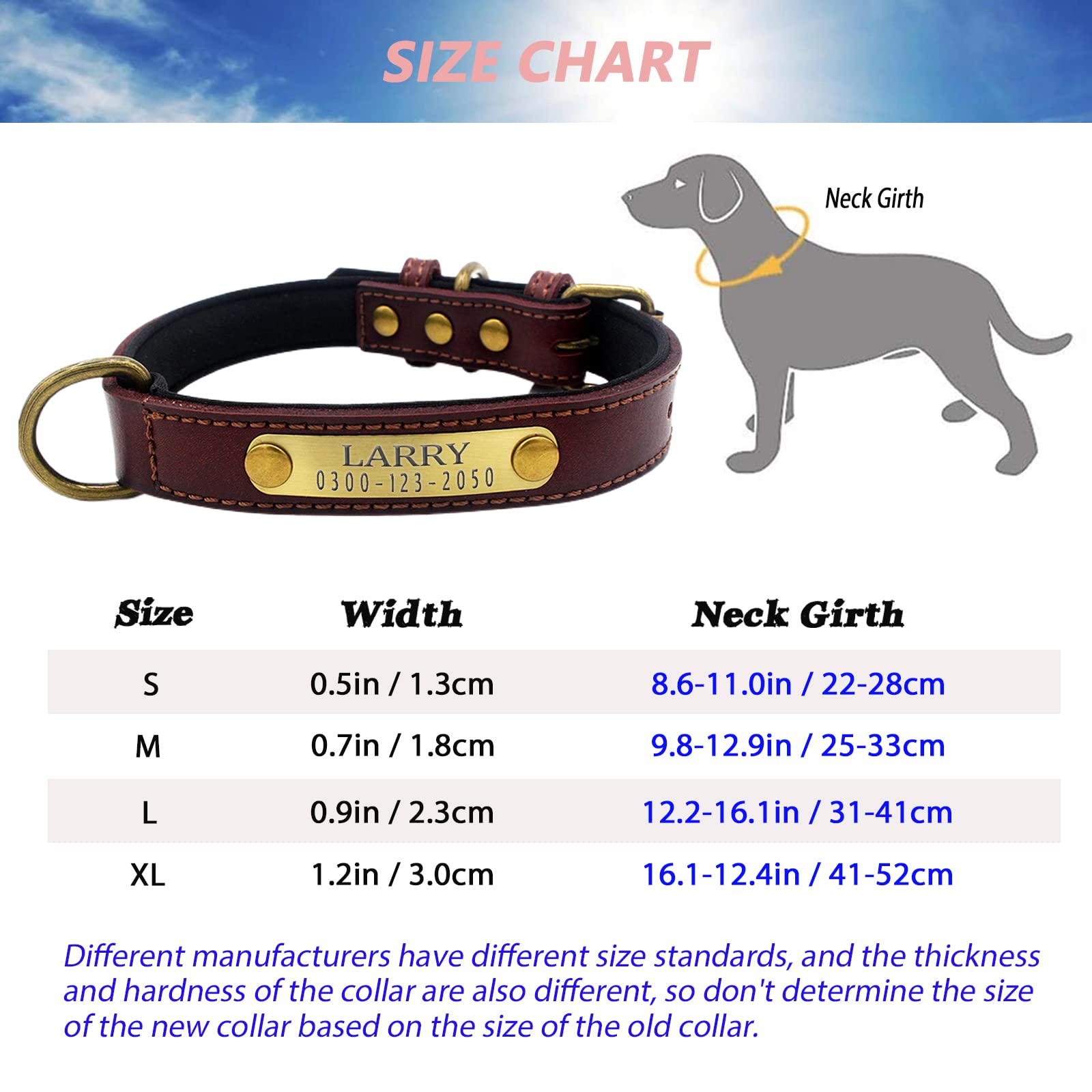 Collare Per Cani Personalizzato / Morbida Pelle PU, Nome E Numero Incisi Personalizzati - Italia - Foto 9