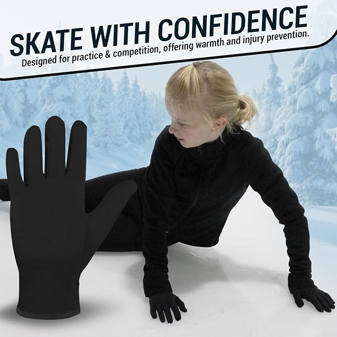 Kami-So Figure Skating Gloves for Competition and Practice with Gel Palm Protection - Reduce Falling Injuries