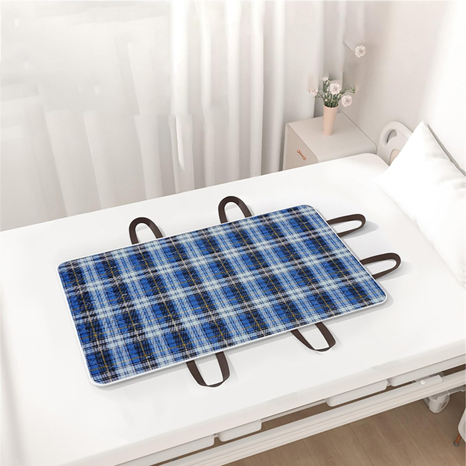 Inkontinenzunterlage Waschbar Tuckable wasserdichte Kissen Für Inkontinenz Bettunterlage Matratze Für Erwachsene Bettunterlage Wasserdicht Widerstandsfähig(90 * 120cm,Blue-Checked)