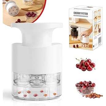 Cherry Pitter 2025 Push Down Cherry Stone Remover with 7 Holes Corer Cherries for Jam and Desserts Kitchen Gadgets Cherry Pitter Fruit Corer for Kitchen Picnic White