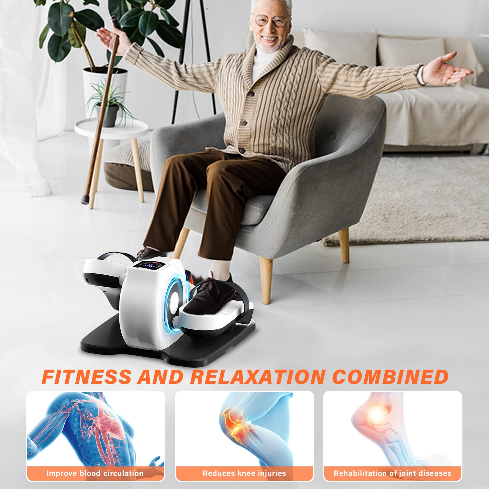 TODO Mini Eliptica Electrica, Pedaleador Electrico, Pedales Estaticos Personas Mayores Maquina Andar Sentado Bicicleta Eliptica Fitness para Casa para Ancianos