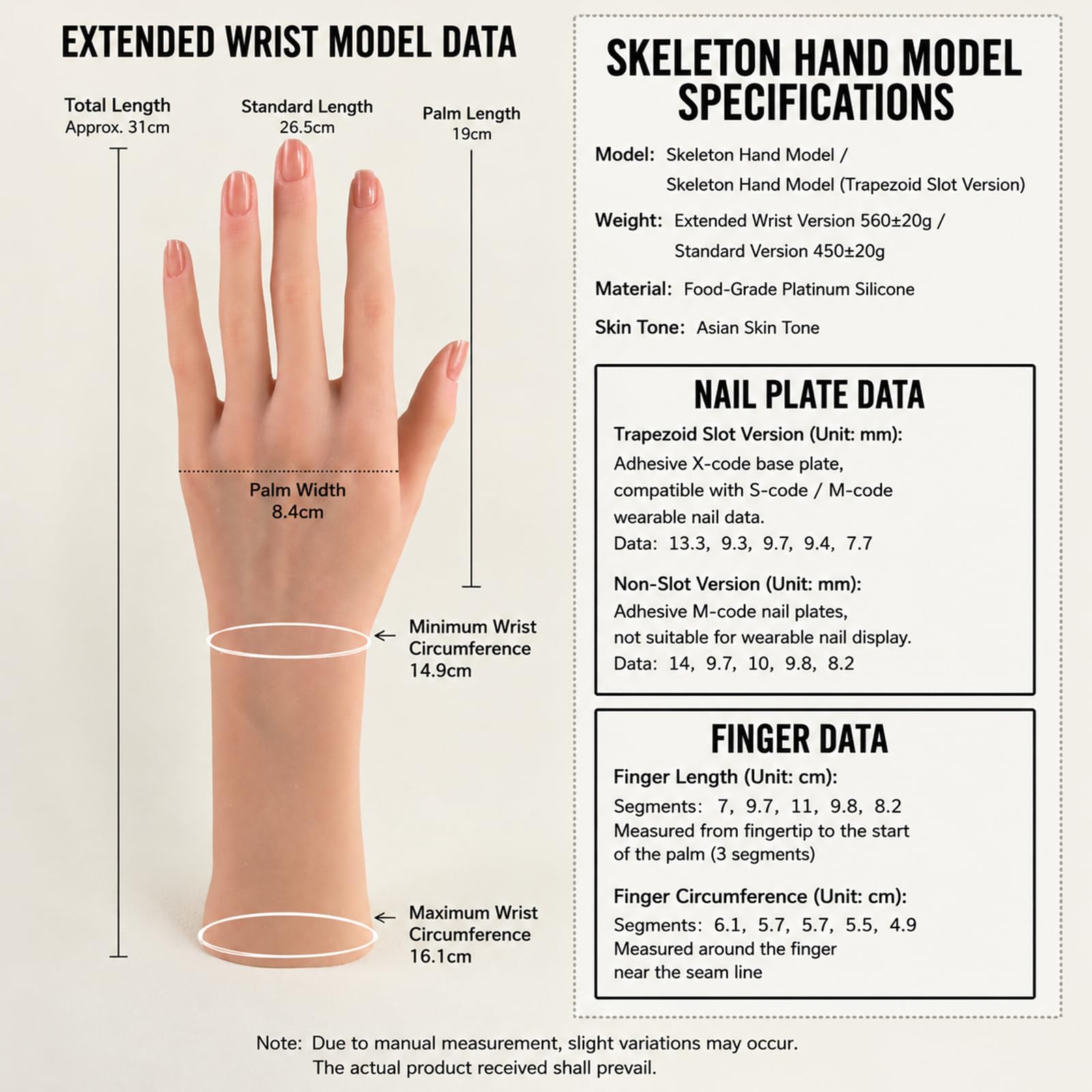 Mano De Silicona Realista para Practicar Uñas, Maniquí De Mano Falsa para Practicar Uñas, Mano Flexible Y Maleable, Soporte De Escritorio Fijo Y Ajustable, Ideal para Exhibir Left 31CM