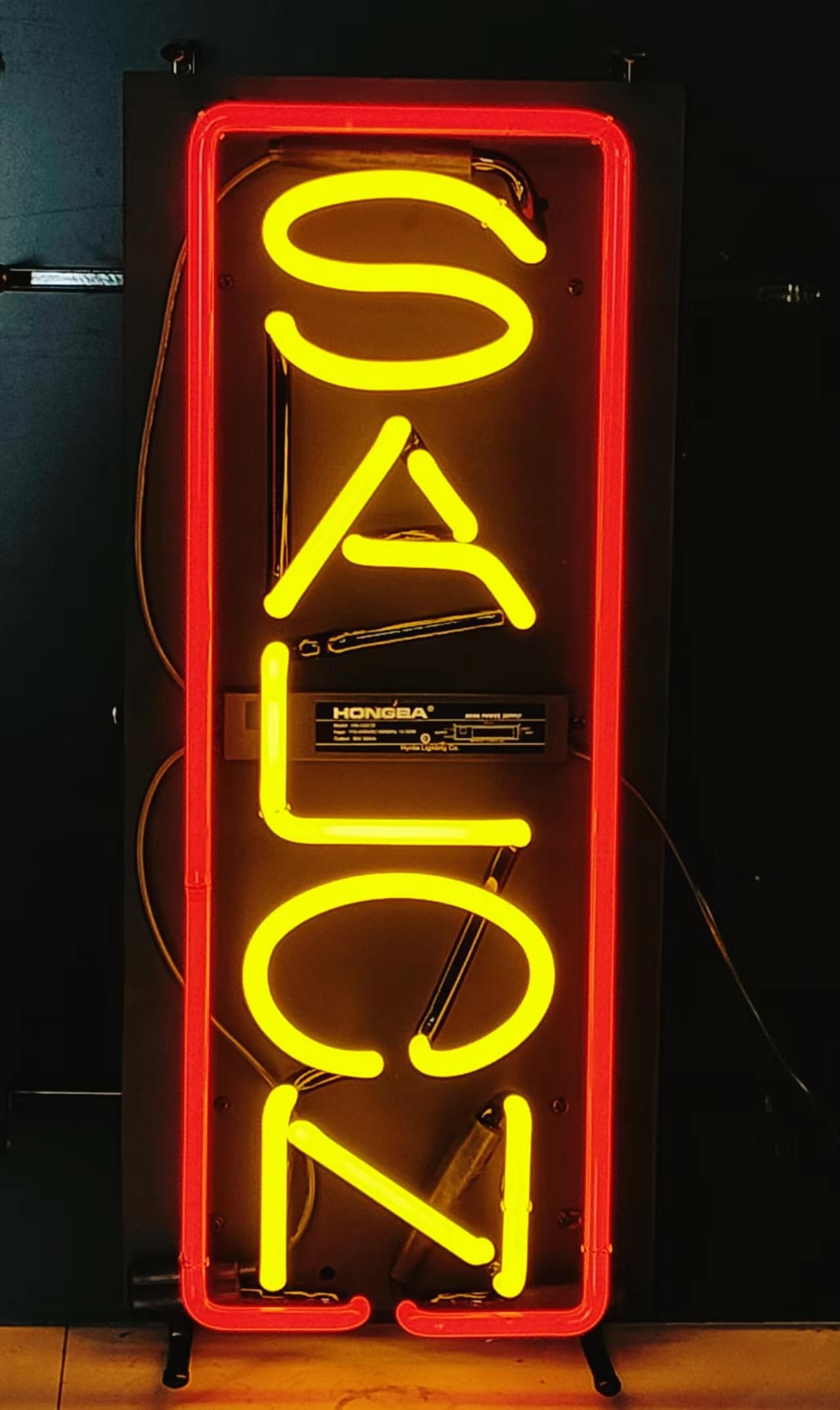 Neon Signs Beer Bar Club Vertical Yellow Salon Sign Glass Neon Sign for Office Hotel Pub Cafe Party Man Cave Neon Light Art Wall Lights 24 X 20 Inches