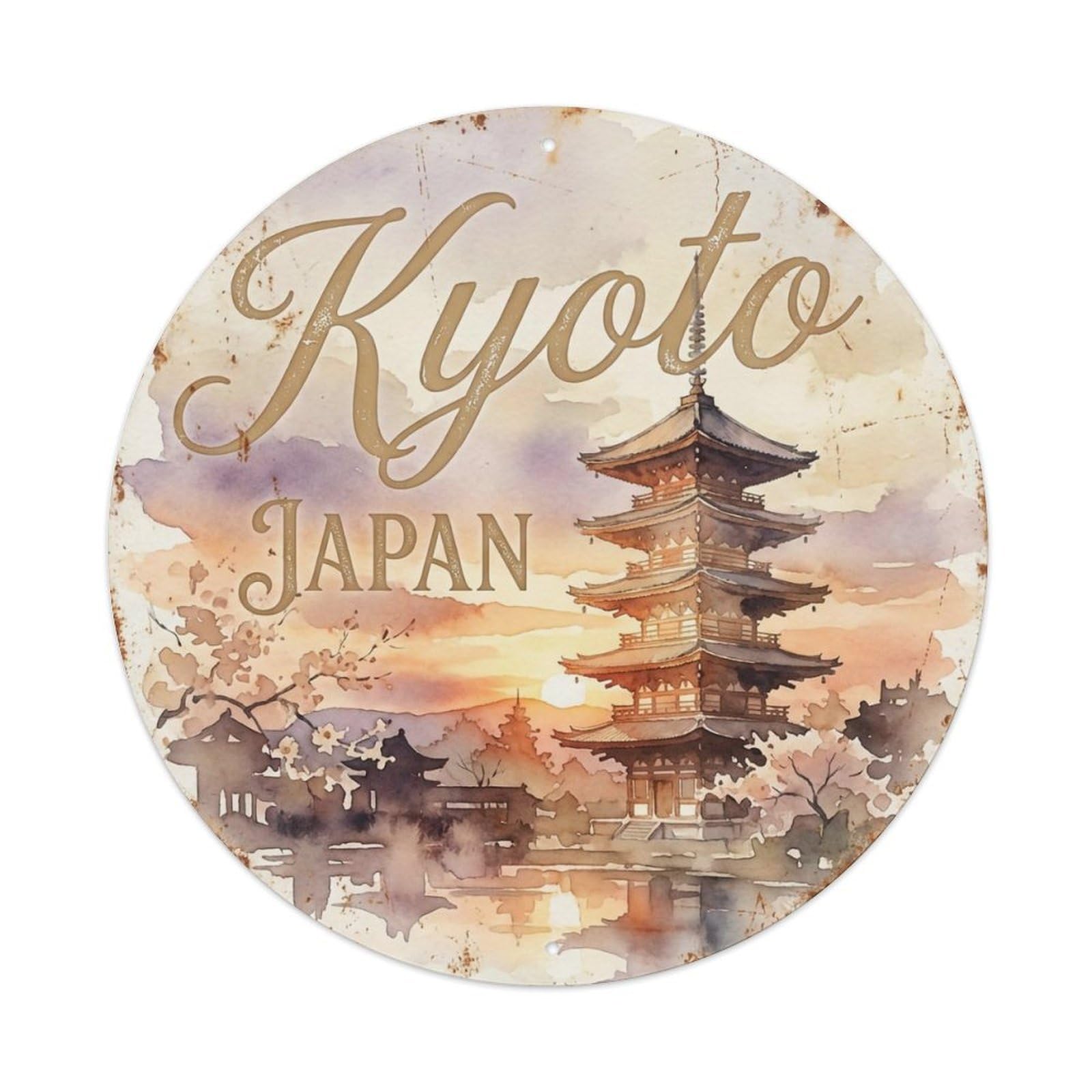 Vintage Travel Kyoto Japan Imperial Vintage Metal Tin Sign Plaque Wall Decor for Cafe, Club Bar, Office, Garden Metal Poster 8x8Inch