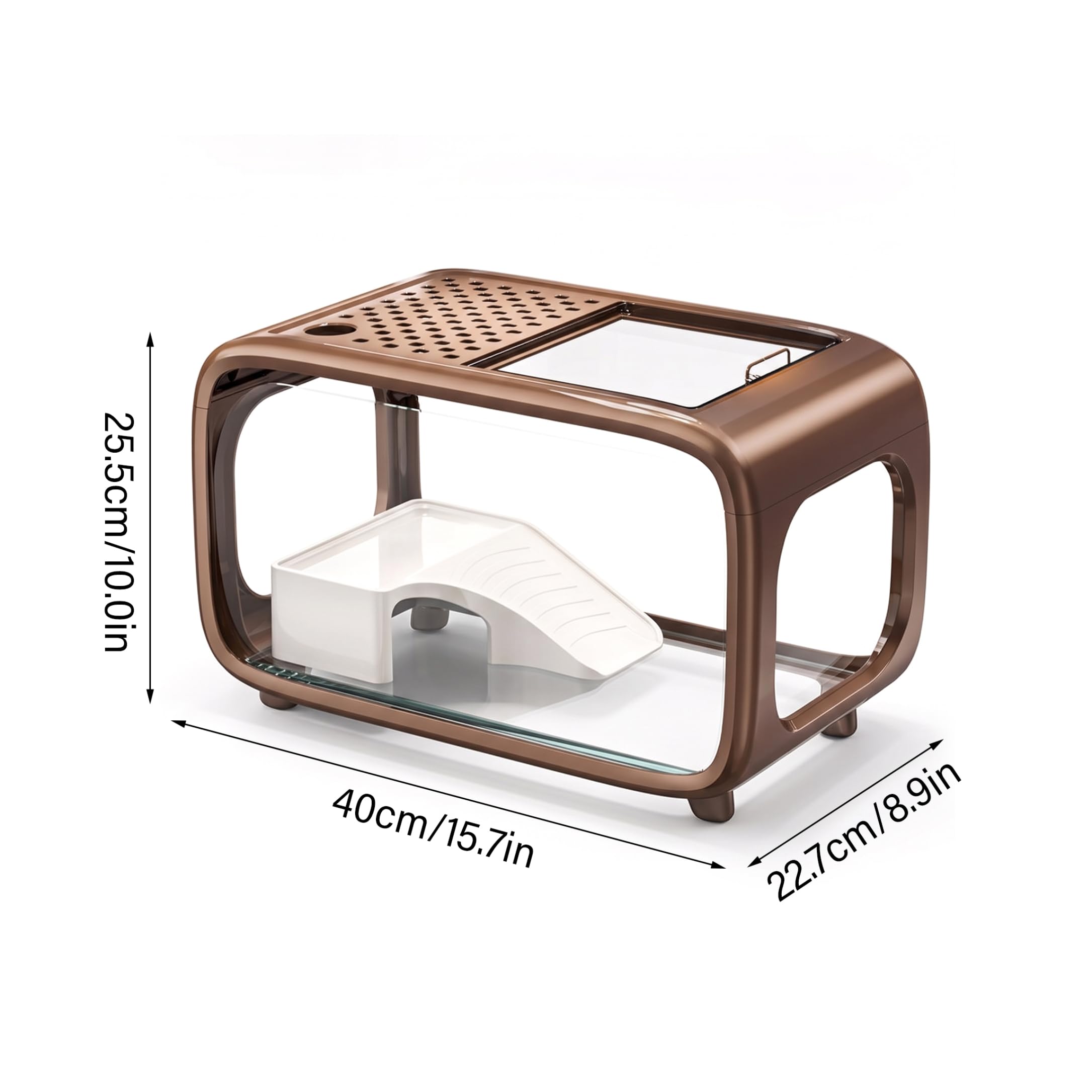Pecera pequeña, pecera Betta Transparente con Orificio de alimentación y Tapa, Acuario de Escritorio con Marco para trepar.