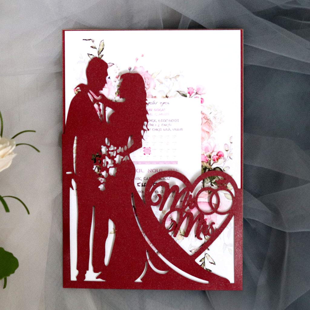 20 Pcs Carte D'invitation- Carte D'invitation Mariage,Faire-Part De Mariage Pour L'engagement Personnalisé Fournitures De Fête Mariage Fiançailles Anniversaire De Mariage