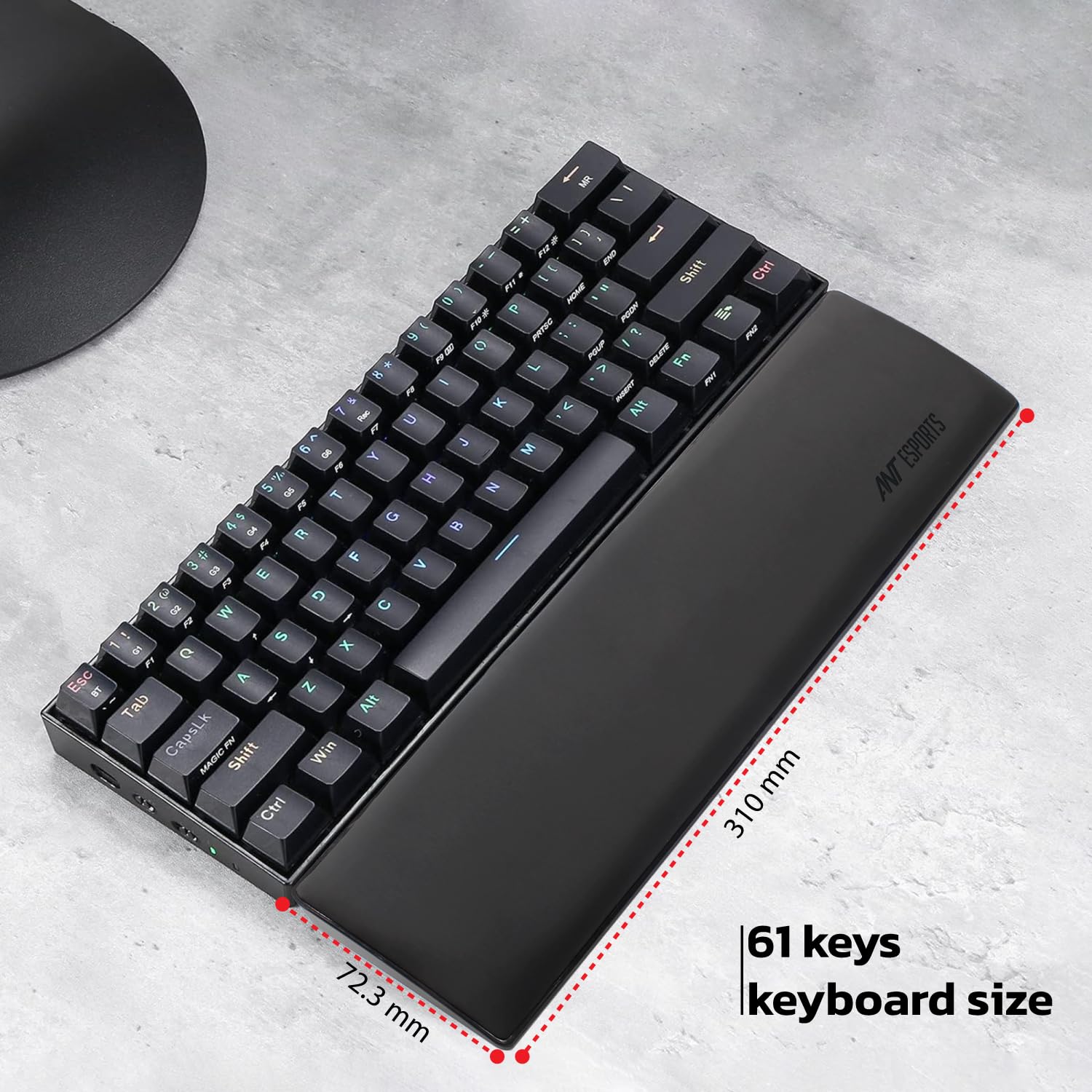 Ant Esports Mini Keyboard Wrist Rest Pad -14.3"- Memory Foam Palm Rest with Non-Slip Footpad - Ergonomic Design Wrist Support - Desk Keyboard Accessory Gaming Gear-Mini Size Black — Amazon image 7