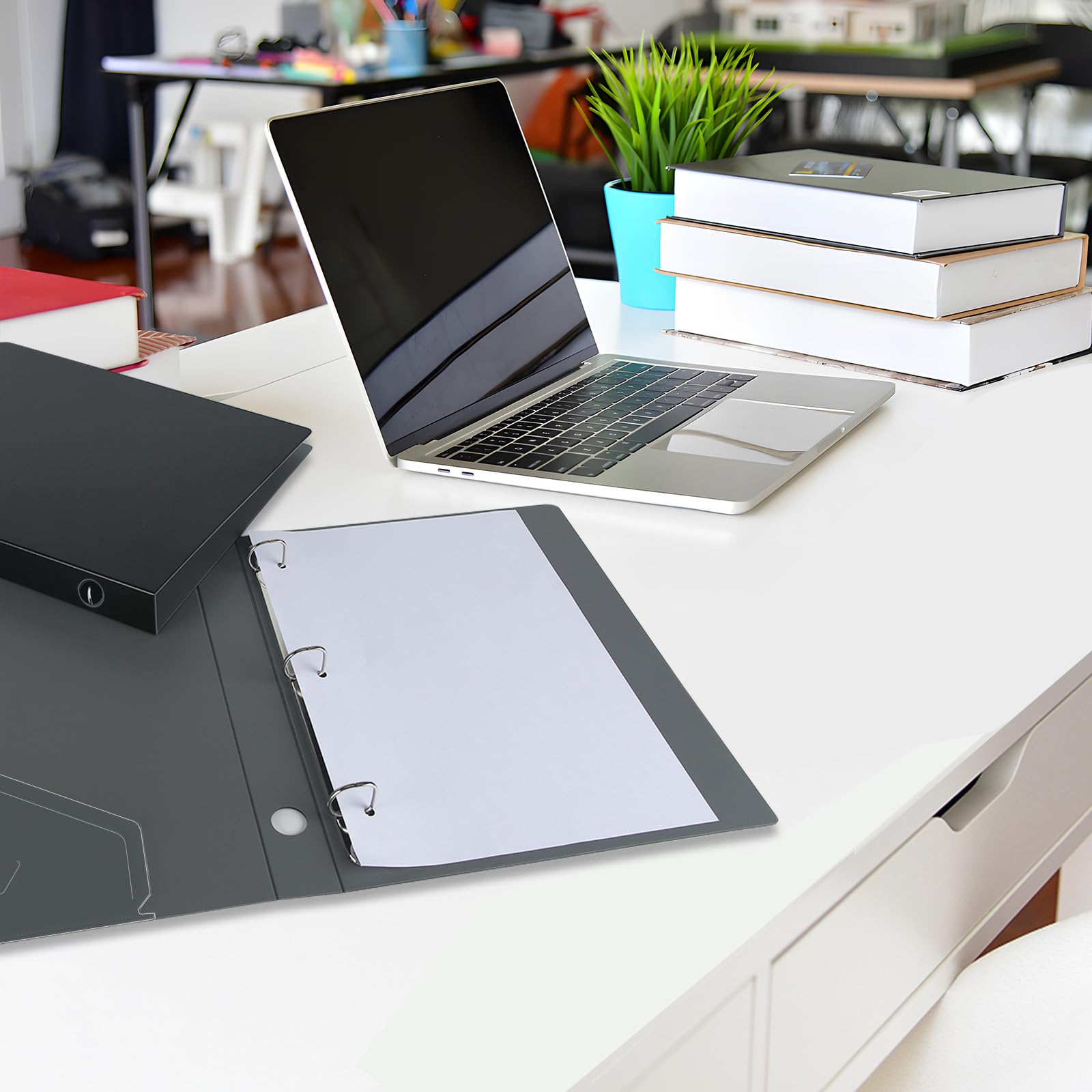 Raccoglitore Ad Anelli A4 4 Anelli 4 Raccoglitori A4 Ad Anelli - Dorso 35mm, Nero, Con Tasche, Per Ufficio O Scuola Organizzatore Fogli Scuola