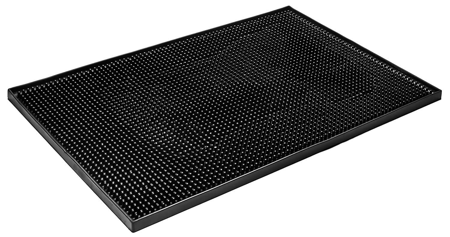 Beaumont Black Service Mat 12 x 18 inch - Bar-Top Drip Mat, Rubber Bar Mat