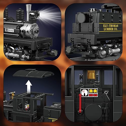 Miniatura 3 de JMBricklayer Juego de construcción de tren con luces 51113, modelo clásico de tren de juguete con pistas, pantalla de tren de locomotora de vapor