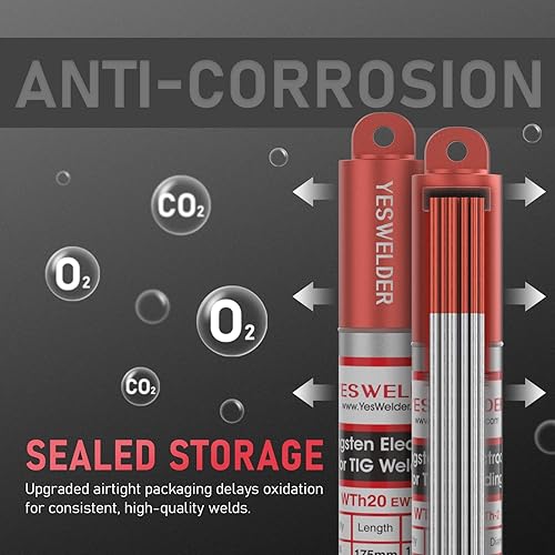 Miniatura 37 de YESWELDER - Electrodo de tungsteno para soldadura TIG, ceriado al 2%, de 1/16 x 7 pulgadas (gris, WC20/EWCe-2), paquete de 10