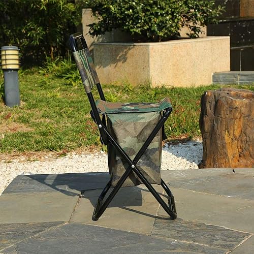 Miniatura 6 de UNISTRENGH Silla de camping plegable con bolsa enfriadora, taburete compacto para pesca, camping, senderismo, viajes, barbacoa (camuflaje militar)