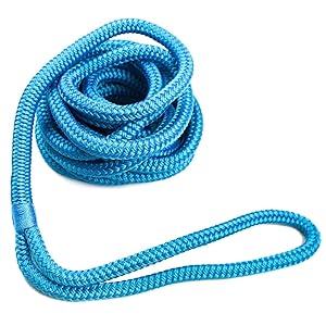 DC Cargo Mall Boat Dock Lines (2 Pack) 1/2 X 15' Double Braided Boat Ropes for Docking with 12" Eyelet. Marine Grade Nylon Material & Damage Resistant Line Fibers for Secure Docking
