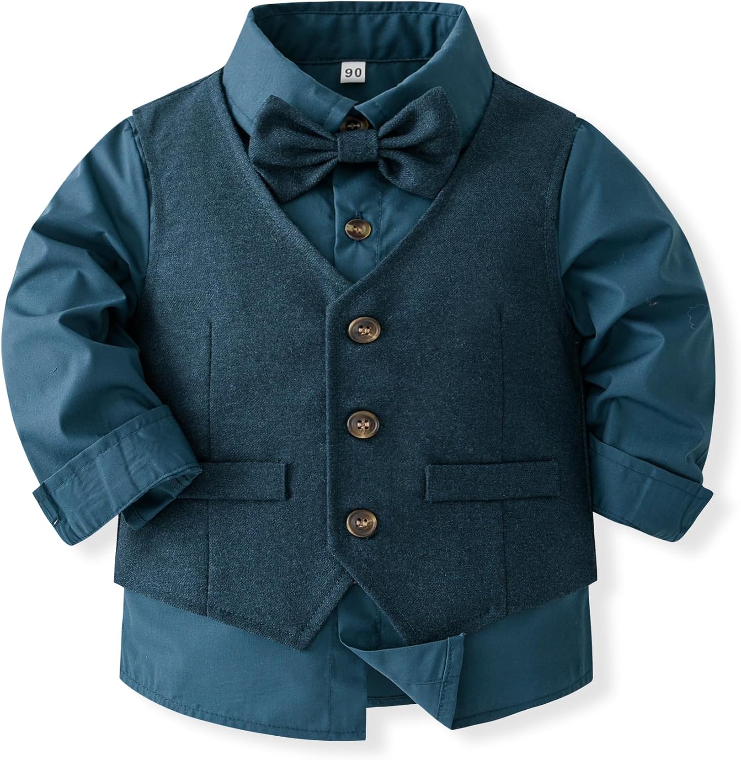 Baby Boys' 4-Piece Set with Dress Shirt, Vest, Pants, and Tie
