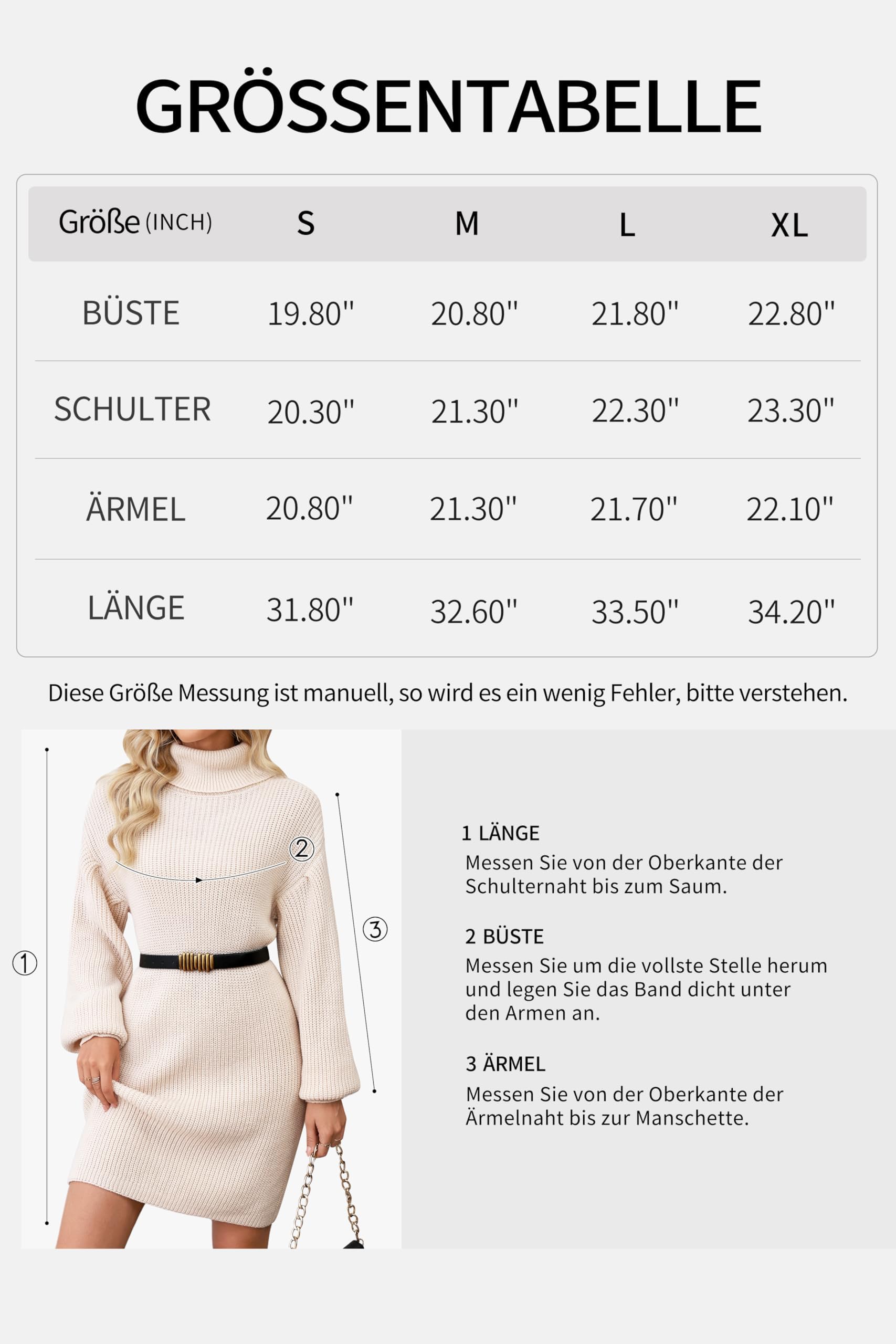 Robe Femme Col Roulé - Robe Pull Hiver Montant Manche Longue Tricot - Pull Élégante en Chaud Casual Dress Élastique Saison Automne-Hiver 2025
