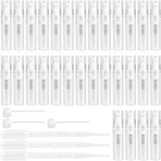 60 Pieces Mini Perfume Sprays, 3ml Perfume Spray Bottle Refillable Empty Perfume Spray Bottle for Travel Transparent Mini Spray Bottle with Pipettes and Squeeze Head for Perfume Toner Lotion