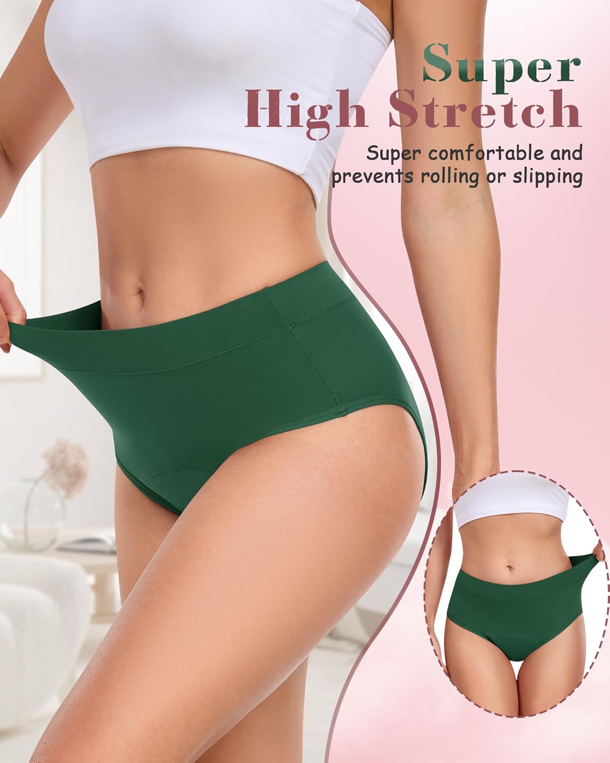 Period Underwear for Women Heavy Flow, High Absorbency Leakproof Panties Postpartum Menstrual Incontinence Underwear - Image 6