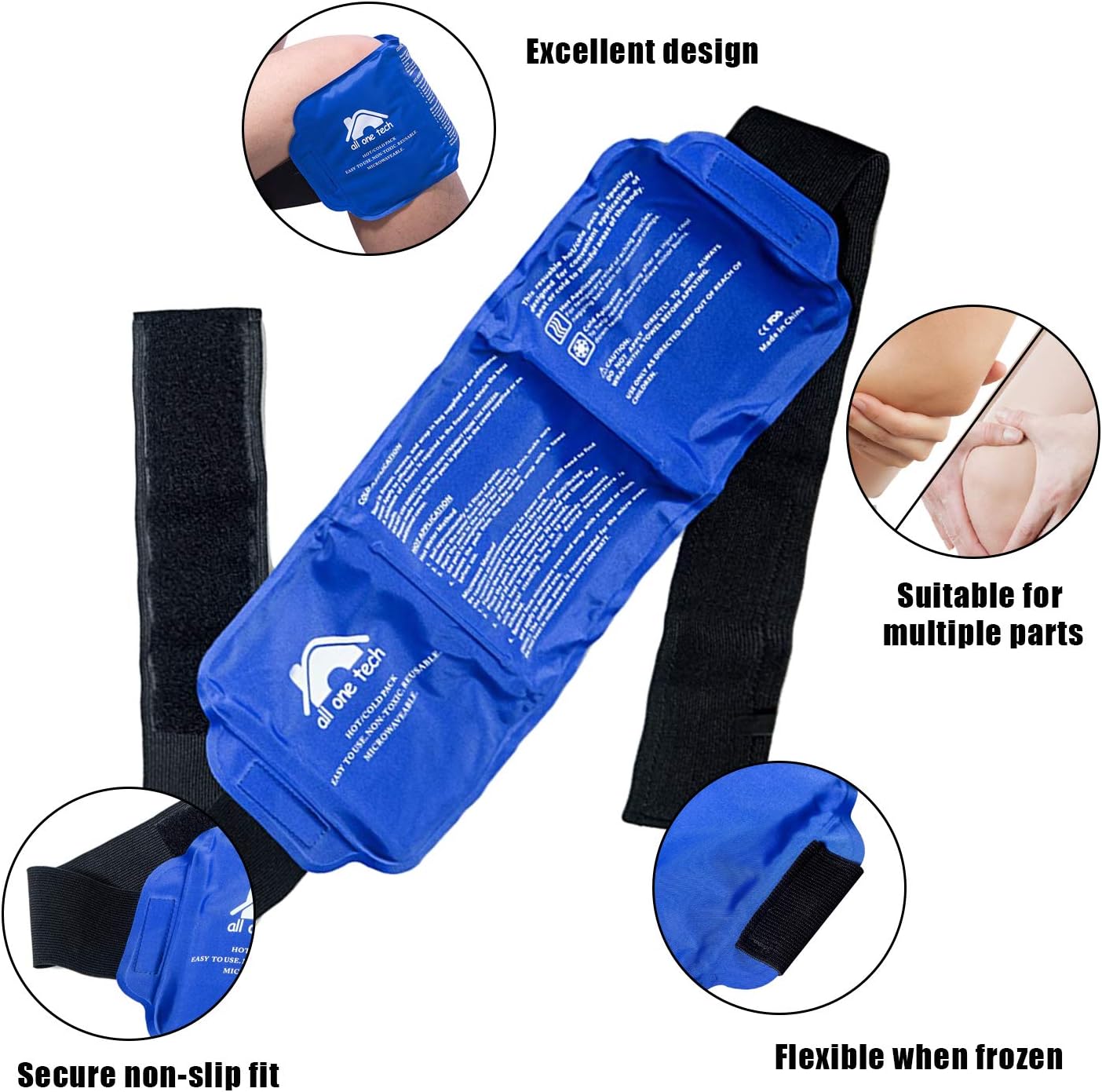 Blue Neck Ice Packs for Injuries - Cold Compress Shoulder Therapy Wrap Shoulder Ice Pack - Hot & Cold Therapy Pack Gel Ice Packs for Swelling