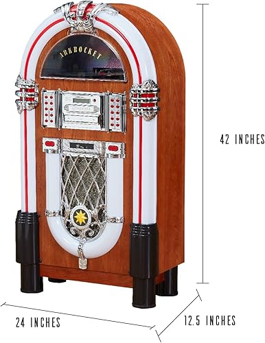 Miniatura 3 de Arkrocket Taurus II Jukebox Centro de entretenimiento de tamaño mediano Reproductor de discos de vinilo Bluetooth, tocadiscos Reproductor de CD,