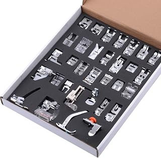 YEQIN Domestic Sewing Foot Presser Feet Set for Singer, Brother, Janome,Kenmore, Babylock,Elna,Toyota,New Home,Simplicity and Low Shank Sewing Machines (32 PCS (Style2))