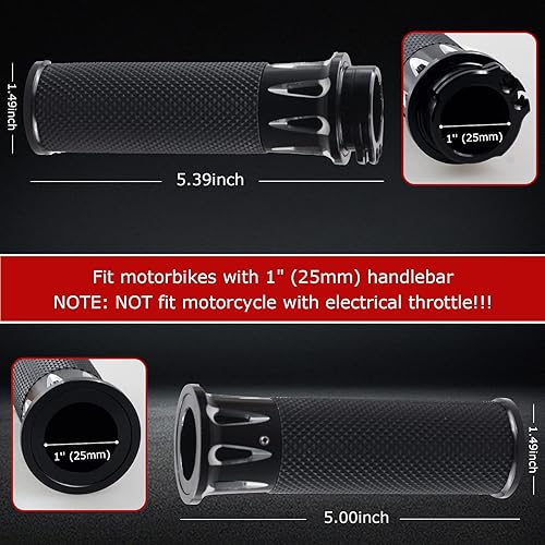 Miniatura 5 de NTHREEAUTO Empuñaduras de manillar de 1 pulgada  0.984 in para motocicleta, agarre universal compatible con Harley Sportster Iron 883 Dyna Road