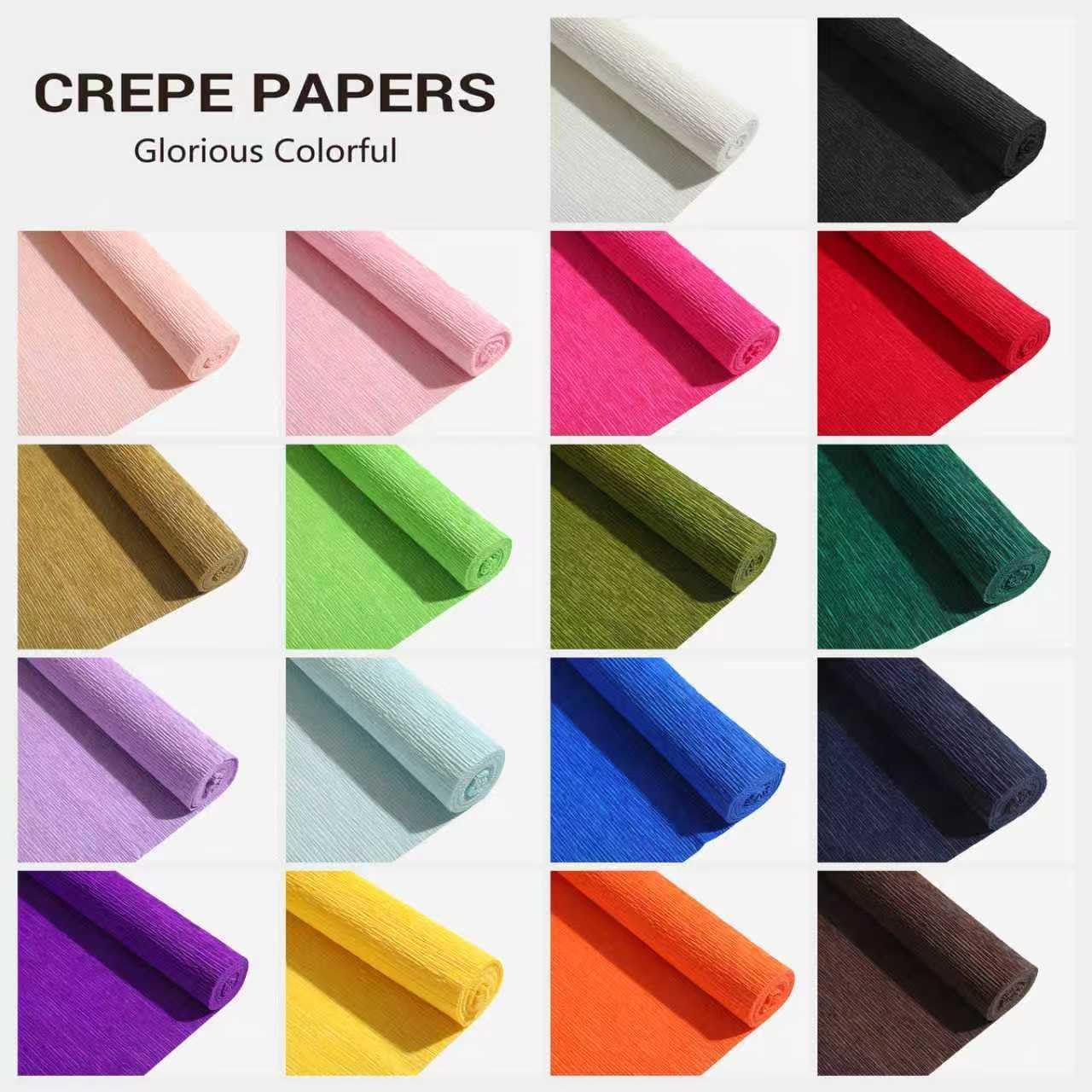 Heavy Crepe Paper for Flower Making, DIY Crafts | Italian-Quality Crepe Paper with 300% Stretch | Papel Crepe de Colores Paquete (10 Rolled, Muticolor)