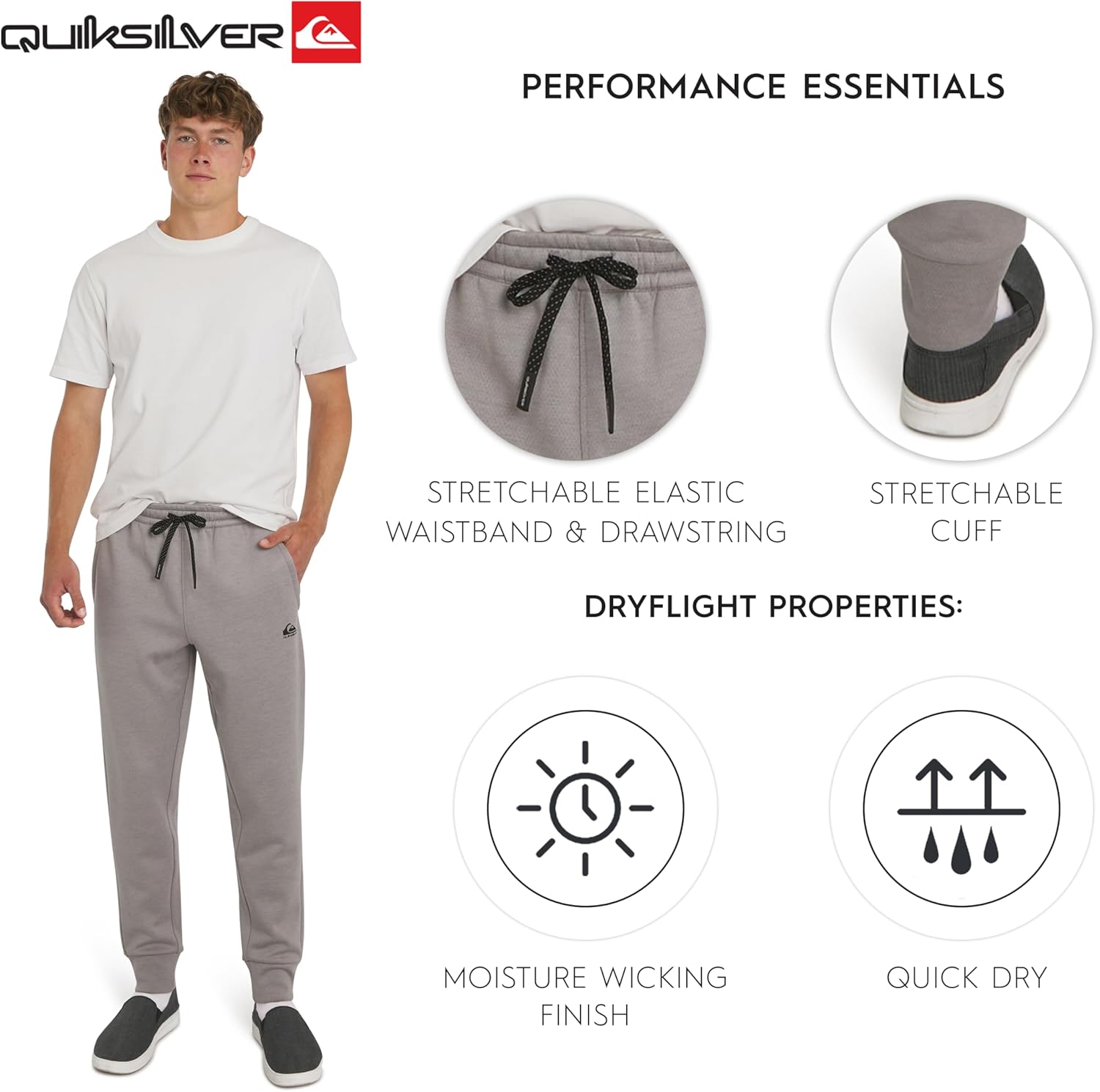 Quiksilver Men's Regular Fit Active Performance Heavyweight Jacquard Mesh and Polar Fleece Jogger Pants (S-XL) - Image 4