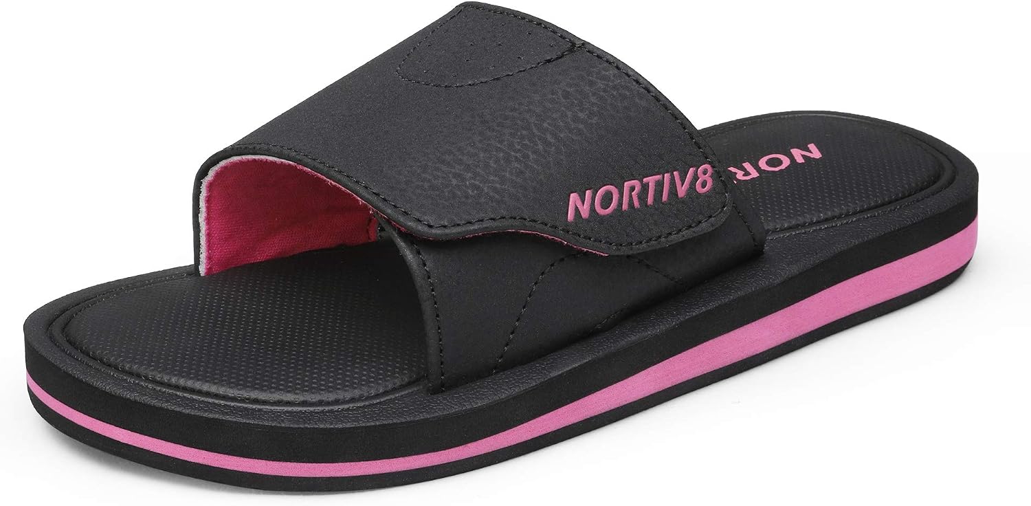 NORTIV 8 Women’s Adjustable Slides Sandals Memory Foam Comfort Lightweight Summer Sport Slides for Beach NSL211W