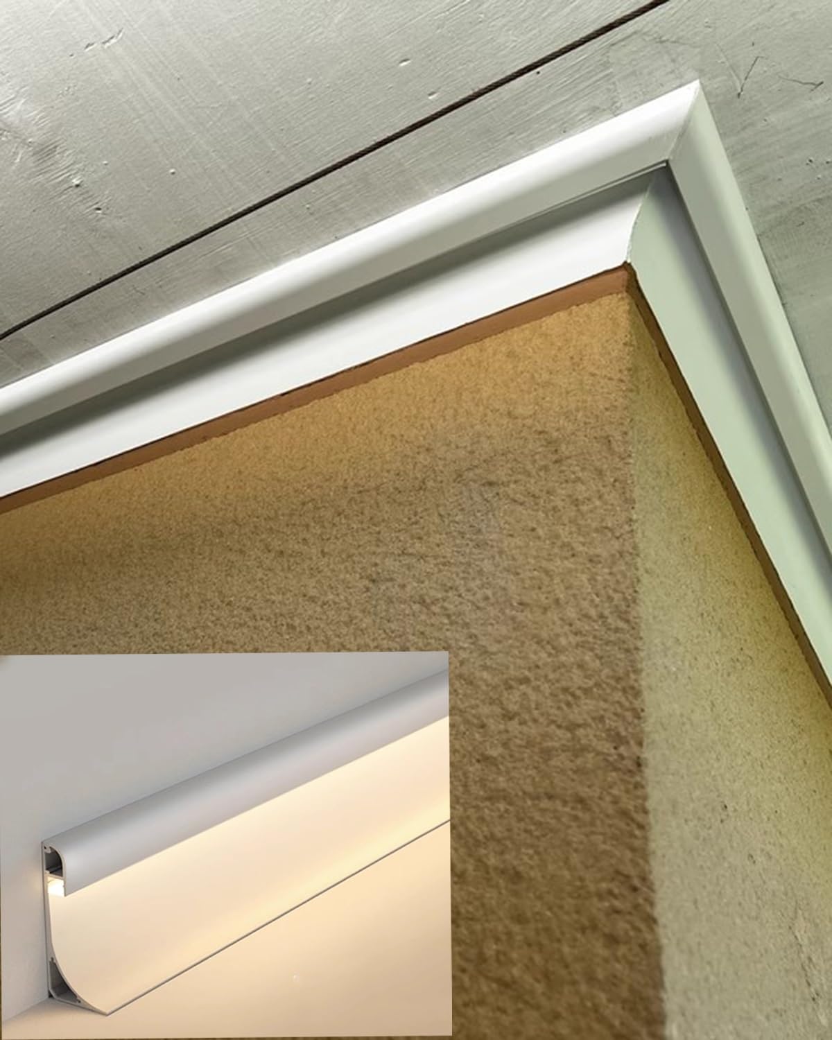Led Profile Zestaw 12 Ledowych Kanałów Oświetleniowych Pośrednich, Biały Sufit z Płyt Gipsowo-kartonowych/Listwy Przypodłogowe, Oświetlenie Gabinetowe Wnękowe(3.65x6cm(1 7/16"x2 3/8"))