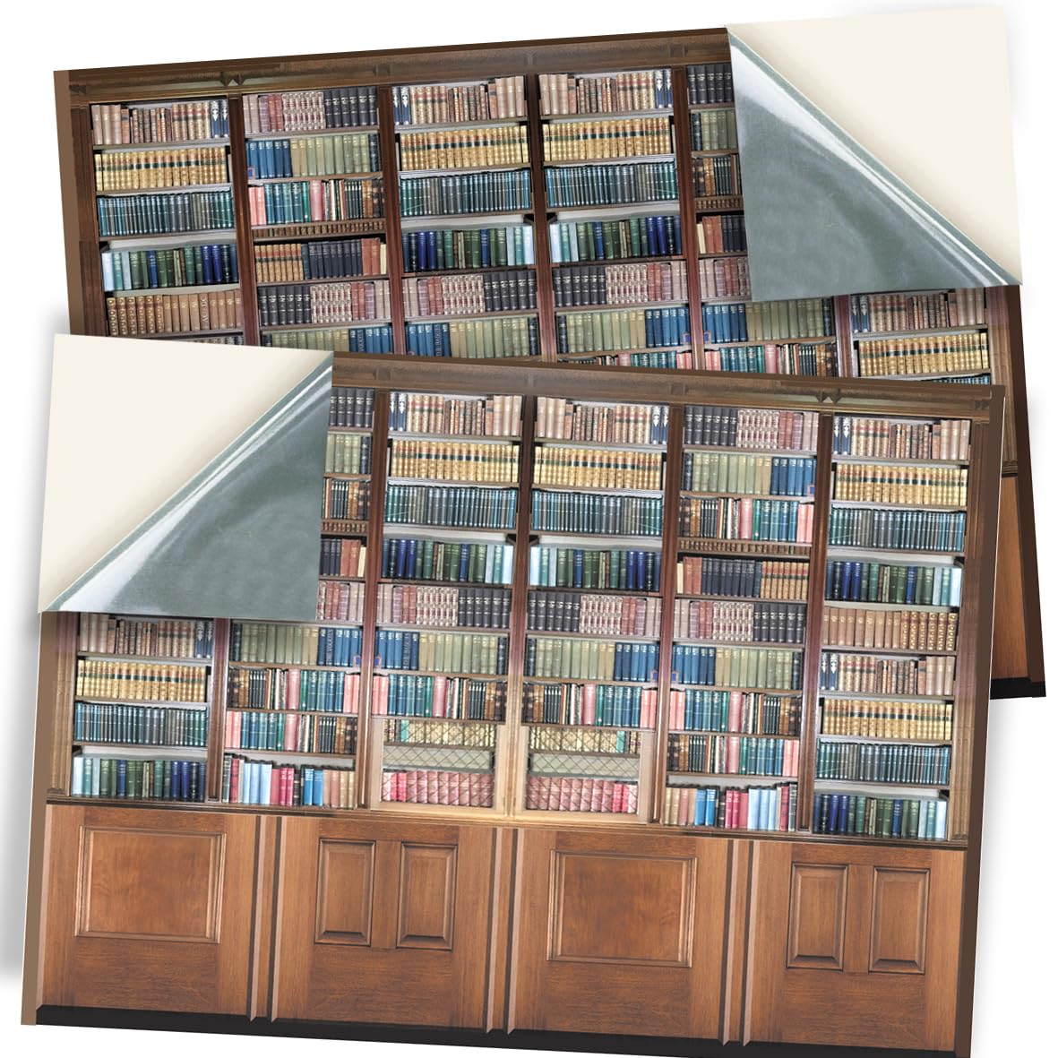 Stick & Go Repositionable Self Adhesive Dolls House Wallpaper 1:12 Scale (2 Sheets) - Library & Panels Theme - No. 156
