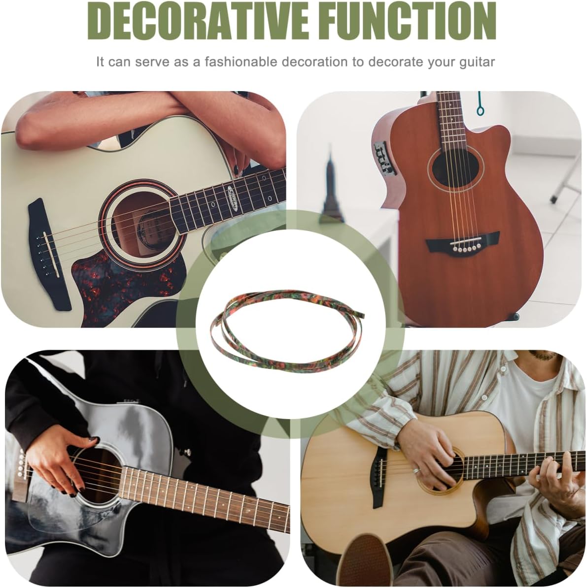 Green Green Plastic Guitar Binding Purfling Strip 1650x6x1.5mm image 3