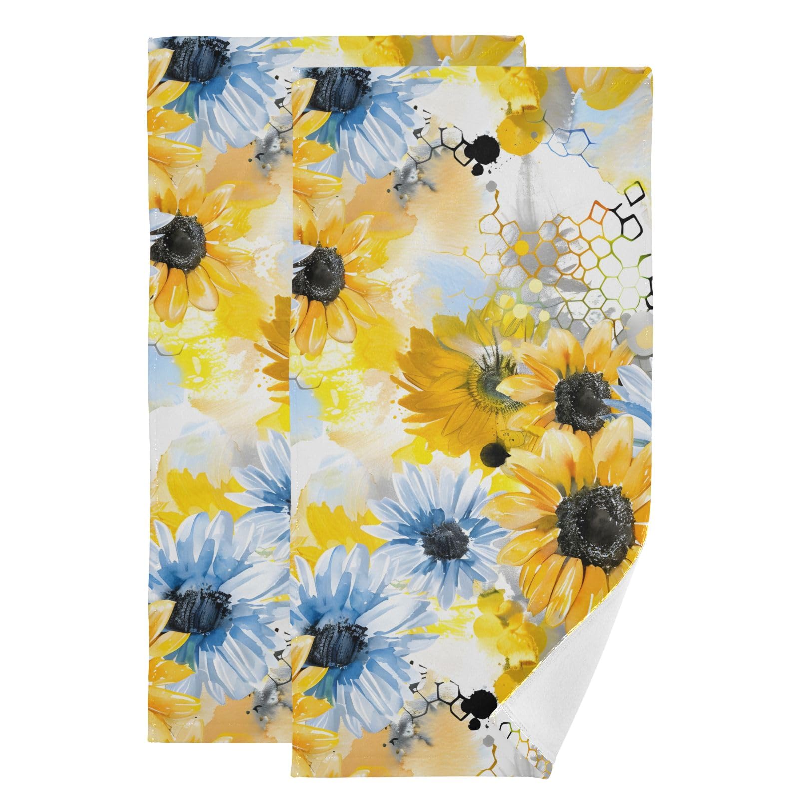 Toallas de mano suaves de algodón premium, toallas decorativas con diseño de girasol