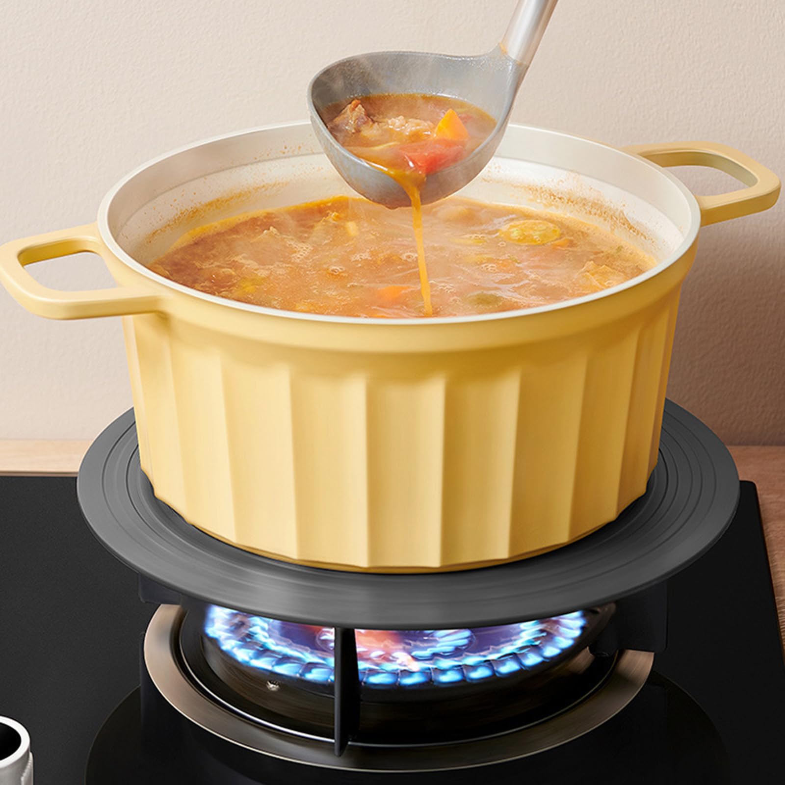 Durevole Pentola in Ghisa Grande 24 cm, Anti Perdite Casseruola in Ghisa Smaltata con Coperchio 4,67 L, Cast Iron Casserole Dutch Oven Pot Pentola per Stufare, Cuocere e Arrostire, Giallo