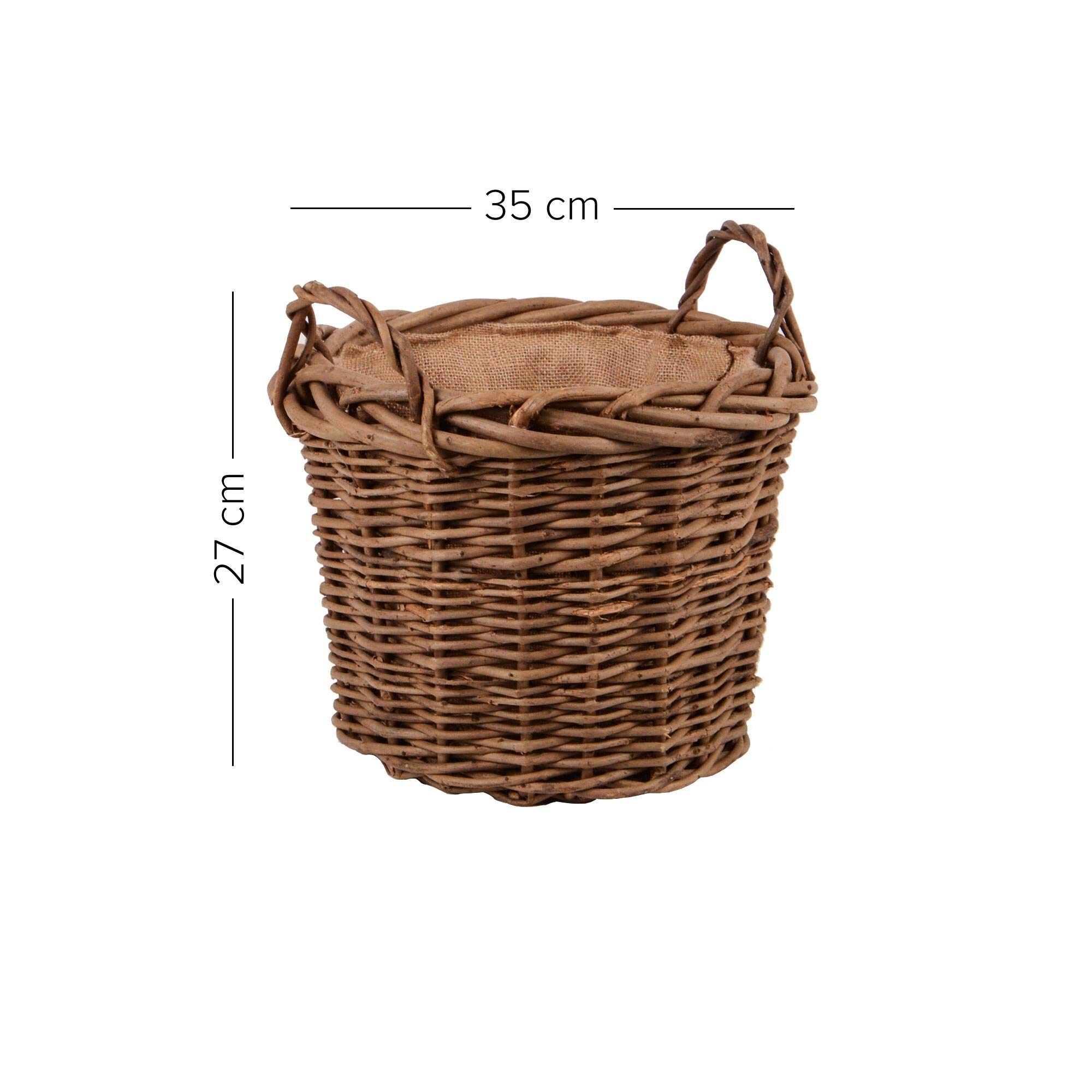 UNUS Lot de 3 paniers ronds tressés en osier avec anse