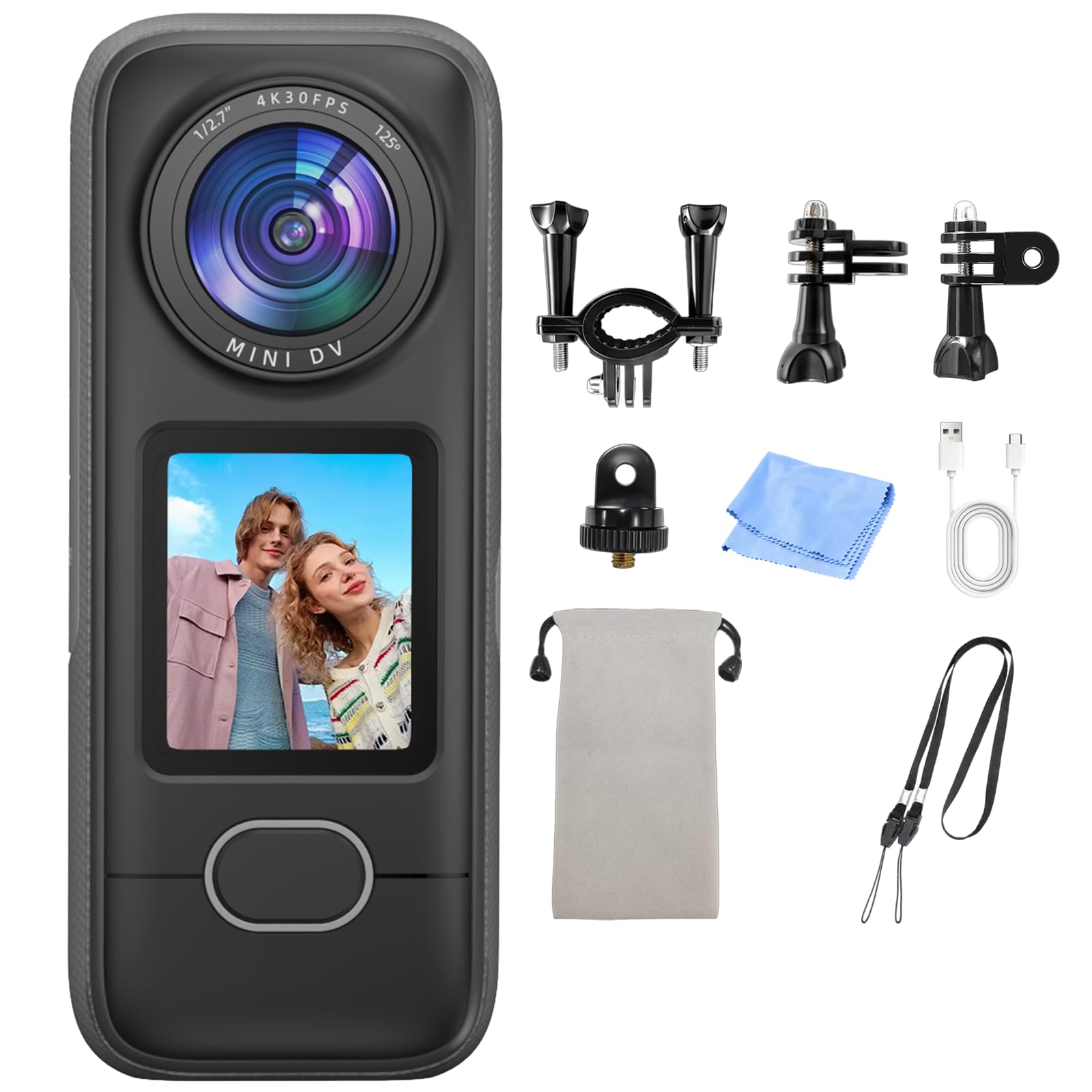4K Action Camera, 3.5Hrs Battery Life Body Camera Hands-Free Recording, IPX6 Waterproof Portable Vlogging Camera with 1.4" HD Screen, Video Recorder with WiFi for Travel, Cycling, Motorcycle, Bloggers