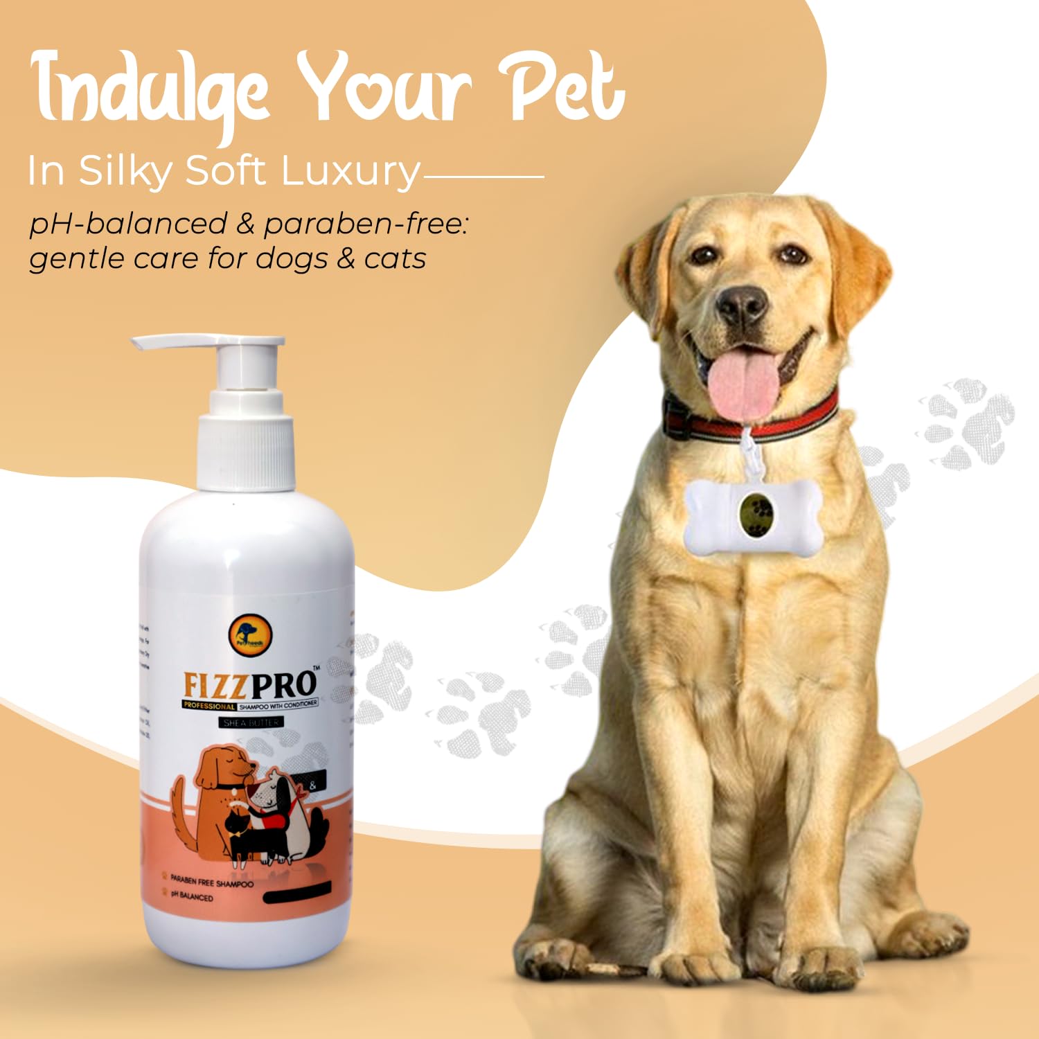 FizzPro Shea Butter 2-in-1 Pet Shampoo + Conditioner for Dogs & Cats 300 ml | Deep Moisturising, Softening & Nourishing Coat Care