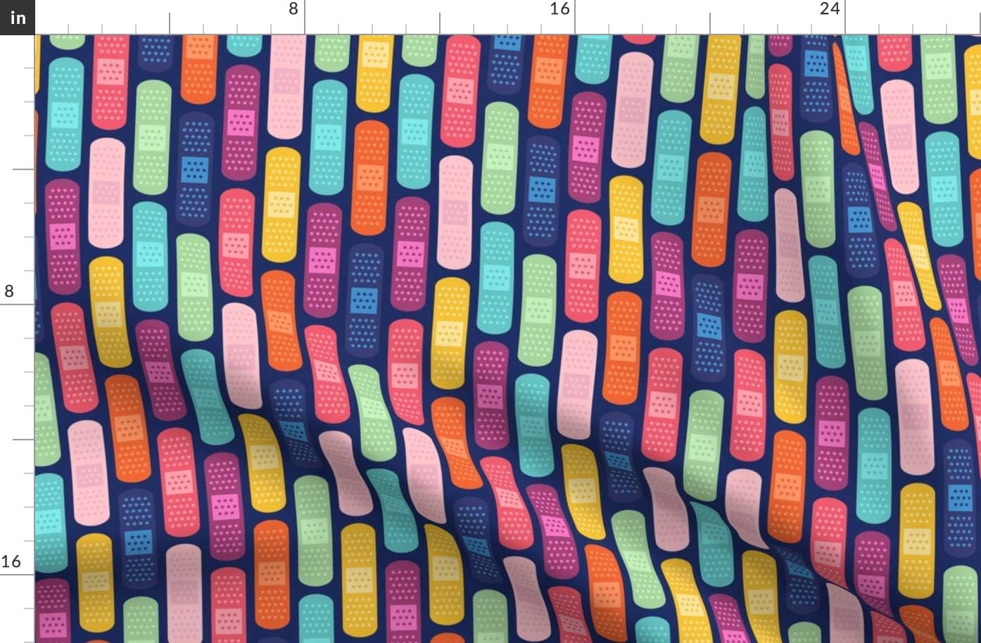 Spoonflower Fabric - Stripe Blue Medical Nurse Hospital Doctor Bright Geometric Fun Printed on Organic Cotton Sateen Fabric by The Yard - Sewing Quilting Apparel Home Decor
