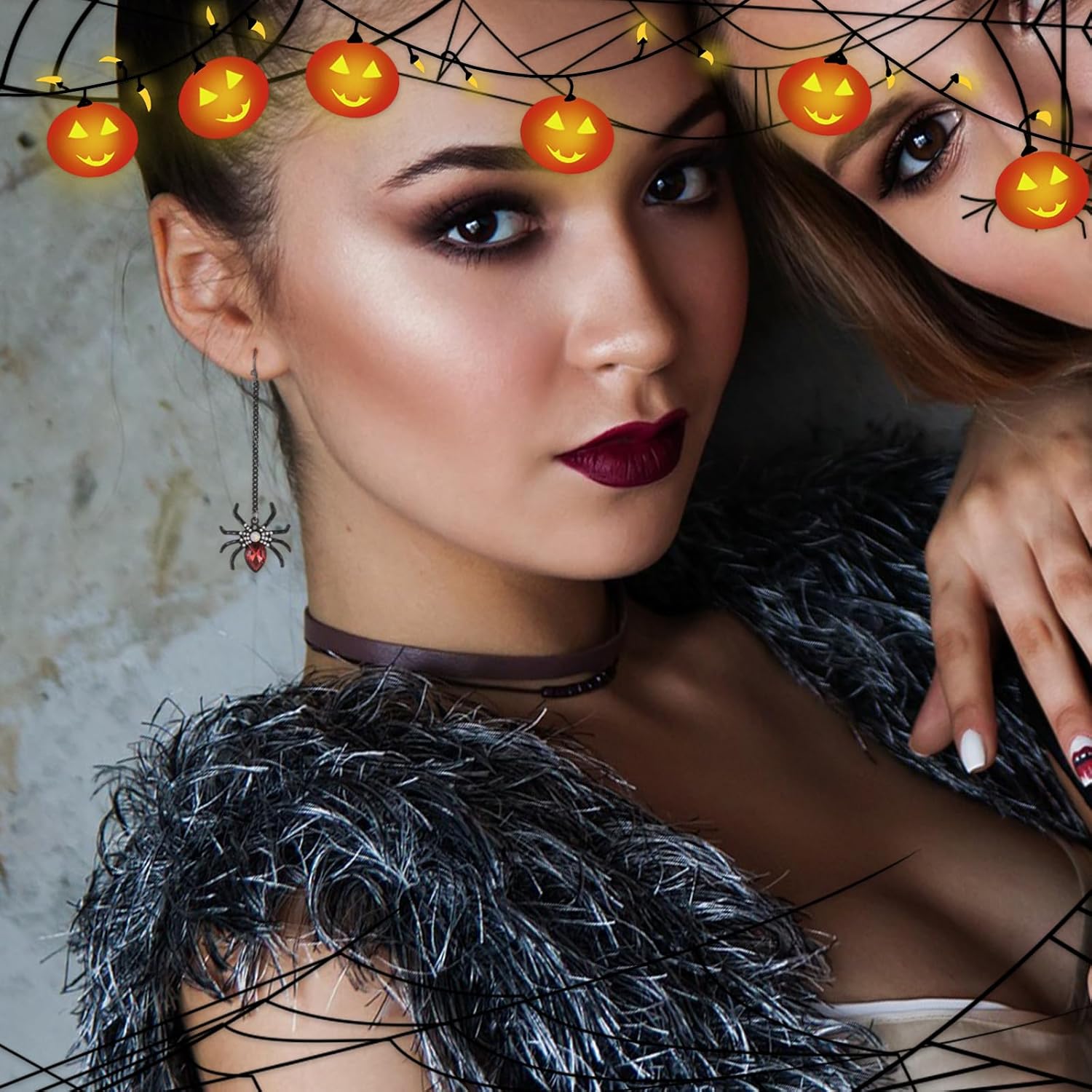 Gothic Black Bat Spider Dangle Earrings - Zircon BOO Hoop Earrings for Women's Halloween Party - Image 3